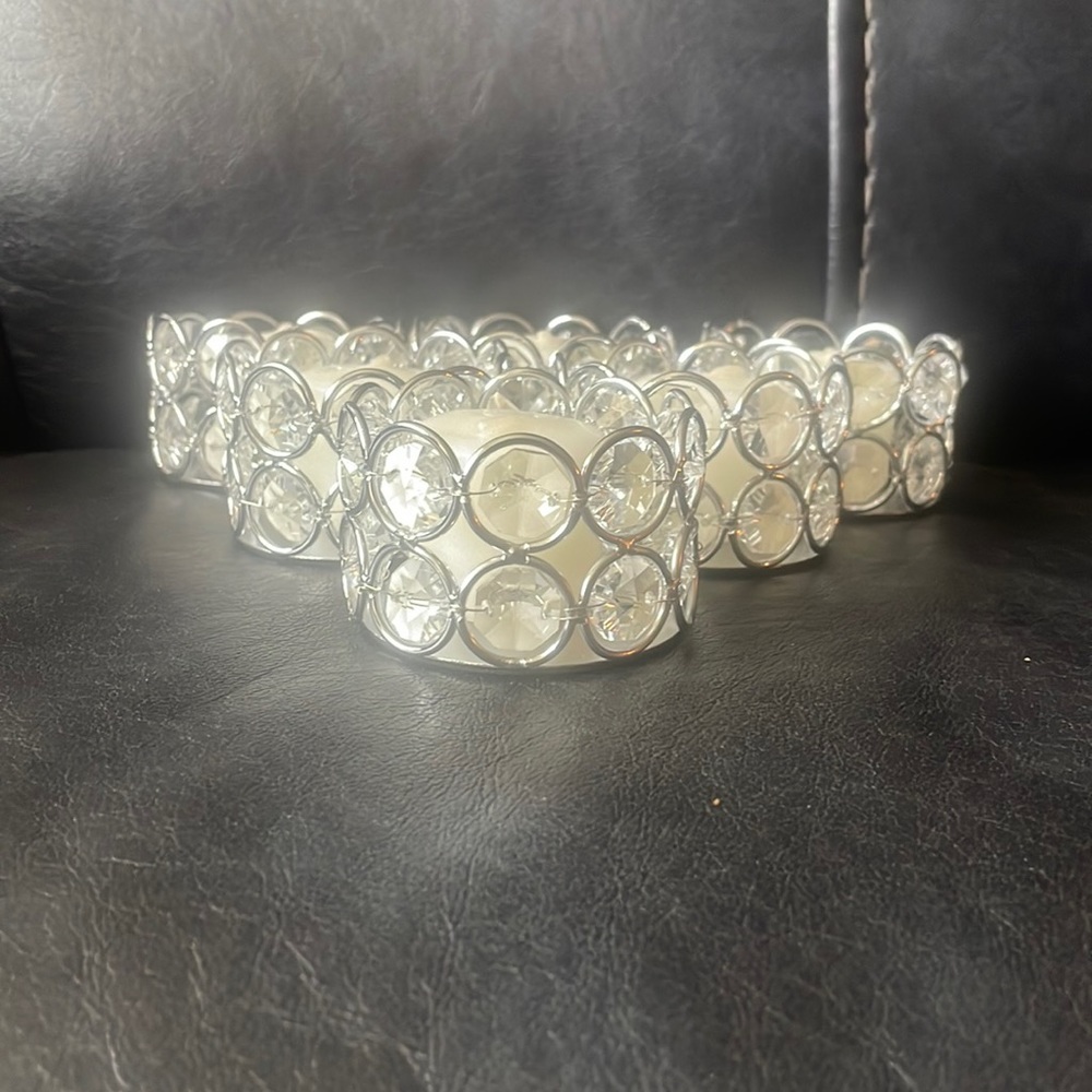 set of 6 tea light candle holders & candles